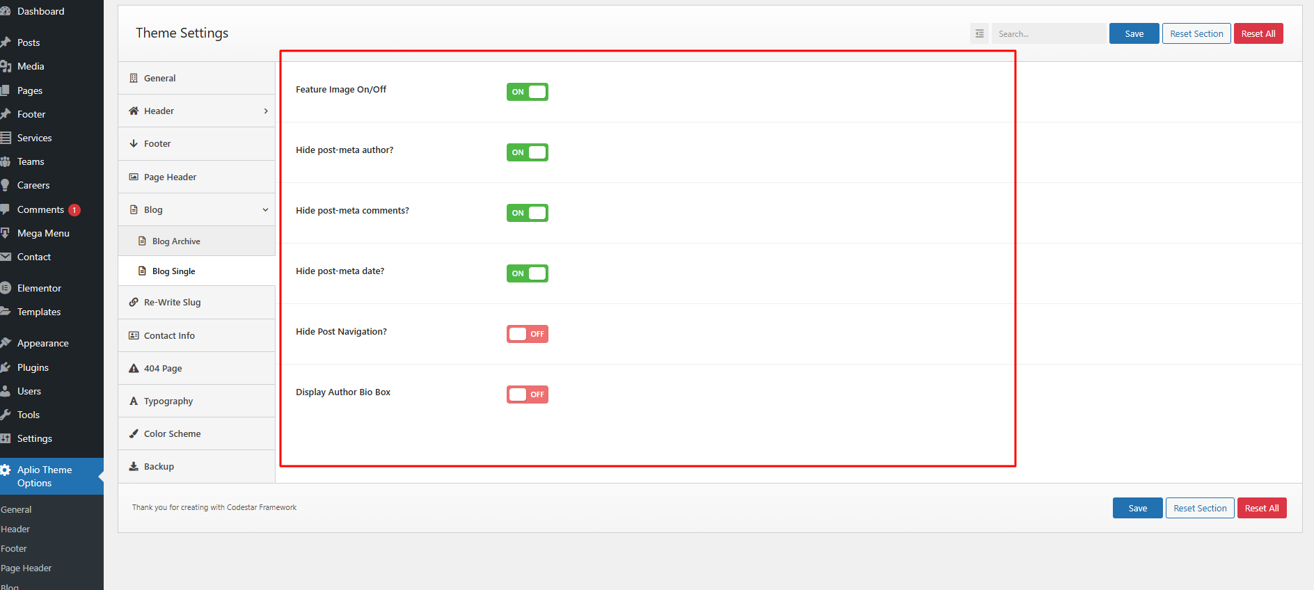 Blog Single Settings!